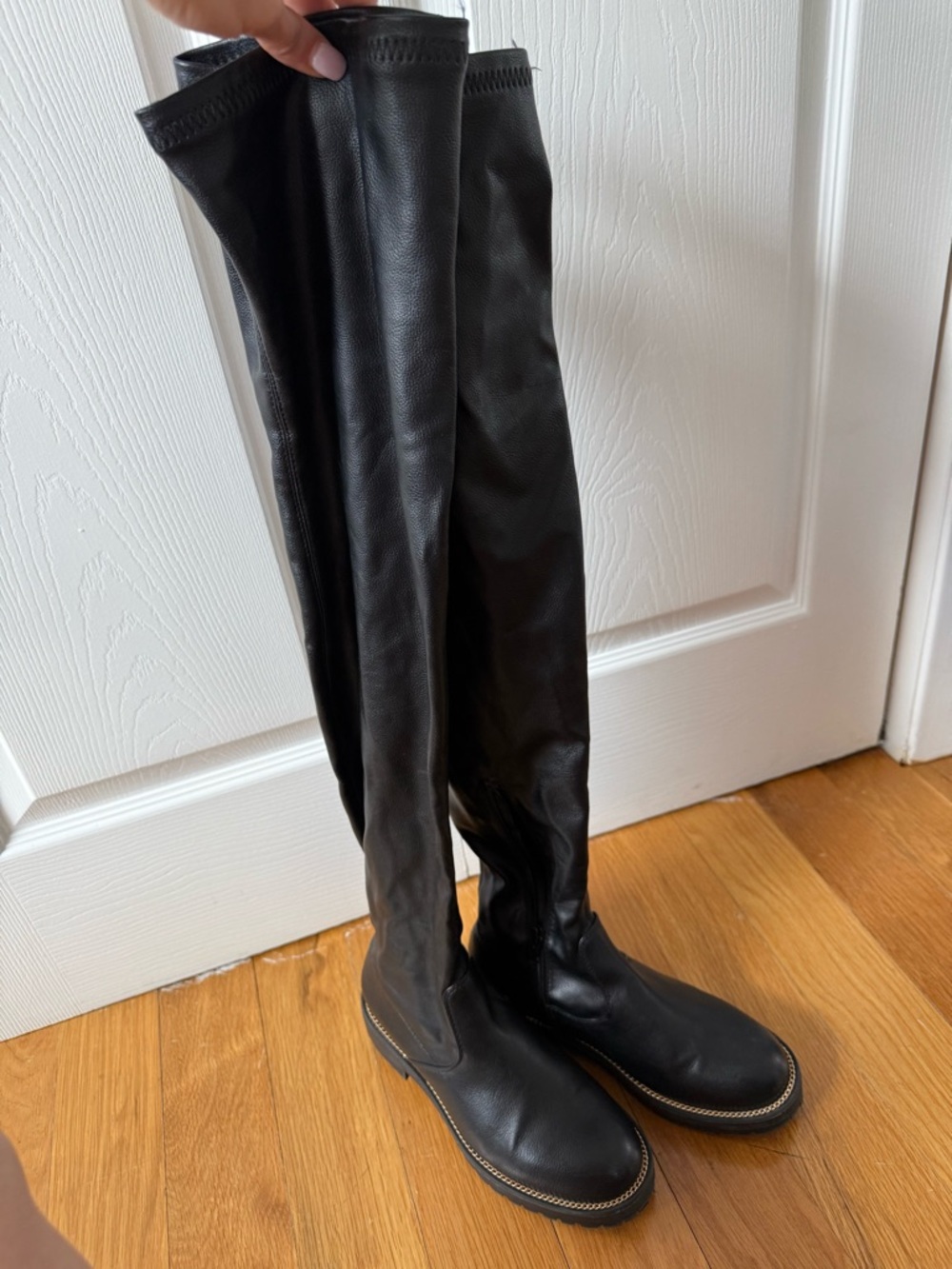 Black Over-the-Knee Leather Boots